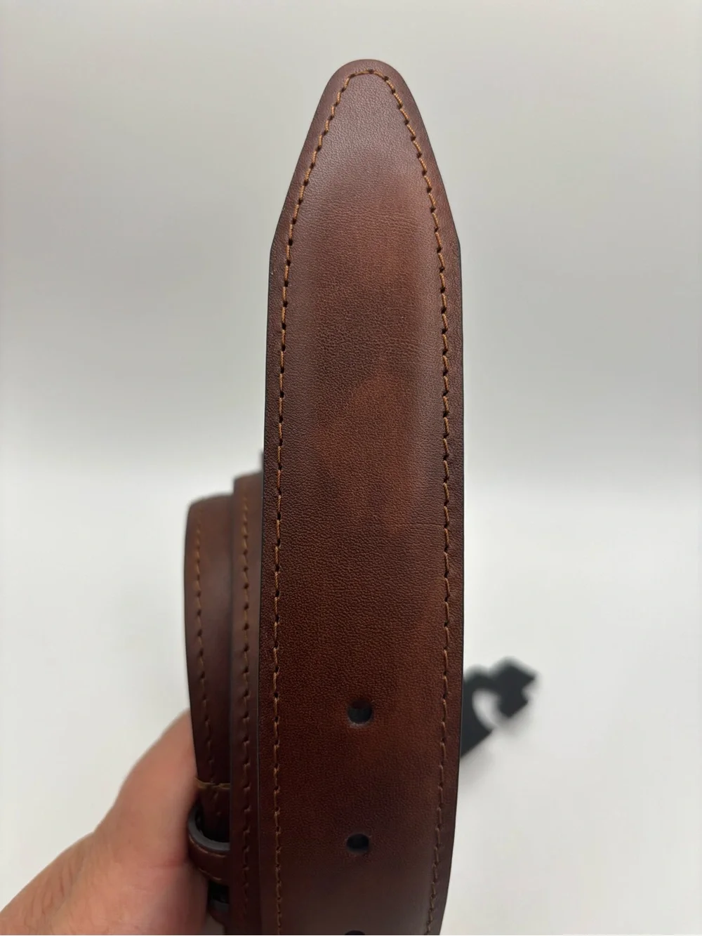 New Allen Edmonds Belt Genuine Leather Brown Size 46 USA Italian Calfskin